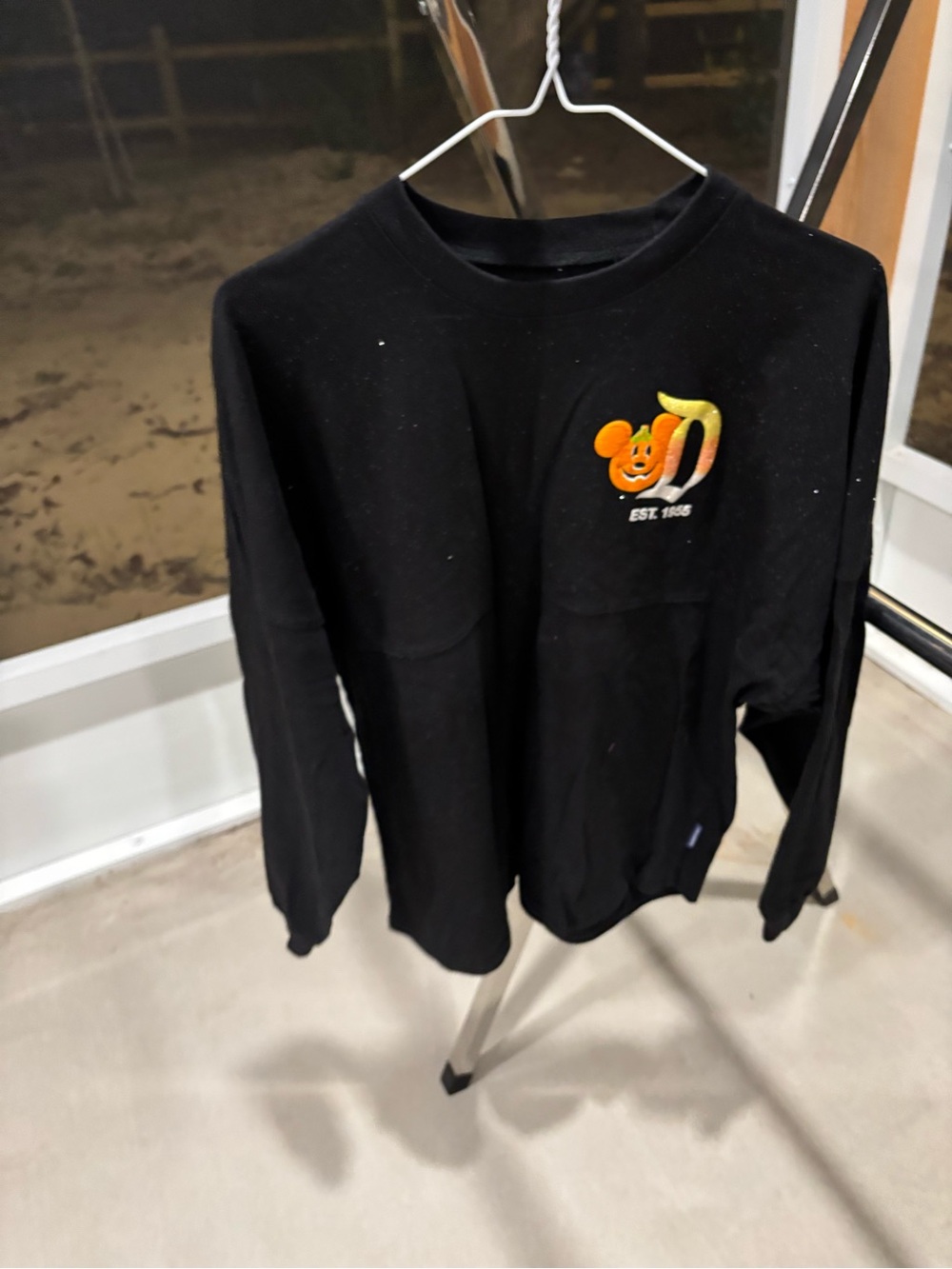 Disney Black Long Sleeve Jersey with Orange and Yellow Mickey Patch